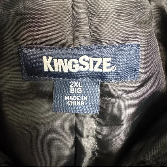 KingSize 2XL BIG Wool Blend Herringbone Multi-Pocket Combat Utility Black Coat